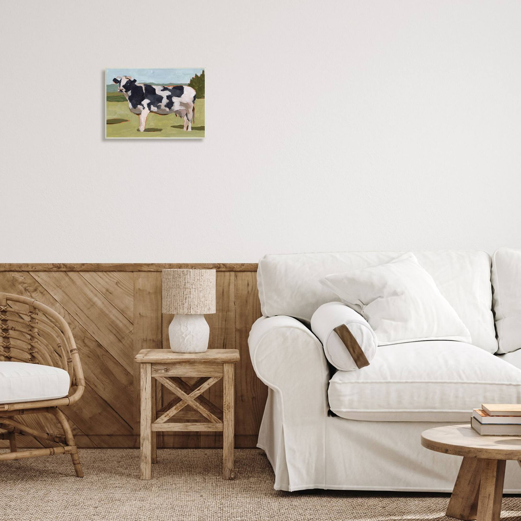 Stupell Industries Dairy Farm Cow Grazing Country Cattle Traditional Painting Wall Plaque